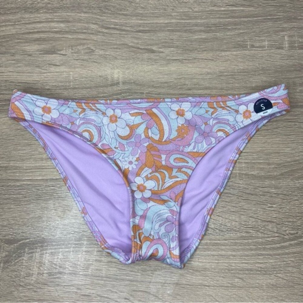 Hollister Purple Shiny Paisley Bikini Bottom Size S NWOT